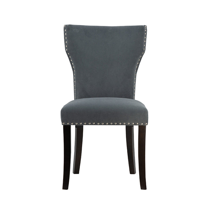 Chairs Studded Grey Velvet Look Armless Dining Chairs Set of 2