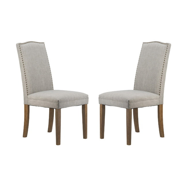 Studded Smoky Grey Armless Dining Chairs Set of 2 | 61 x 51.1 x 100.1 cmh