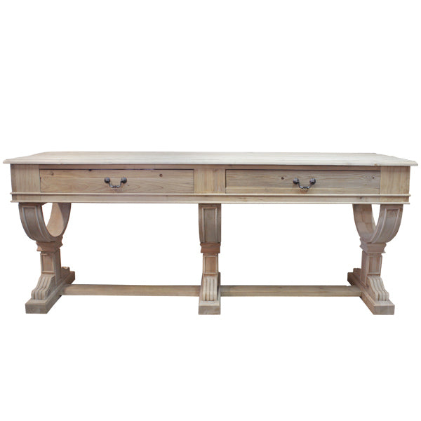 Curtis 2 Drawer Large Console Natural Reclaimed Timber | 214x61x82cmh