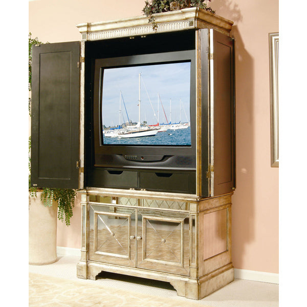 Mirrored Storage Cabinet Antique Ribbed | 137 x 76 x 221cmh