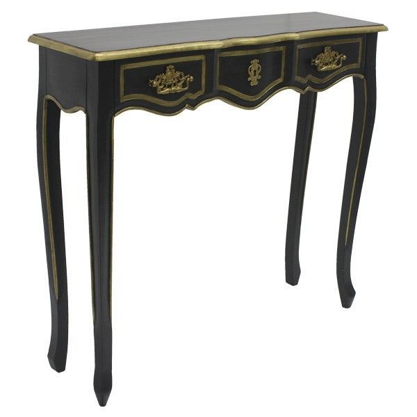 Dynasty Gold Accent Black Pettit Console | 90 x 25 x 80cmh
