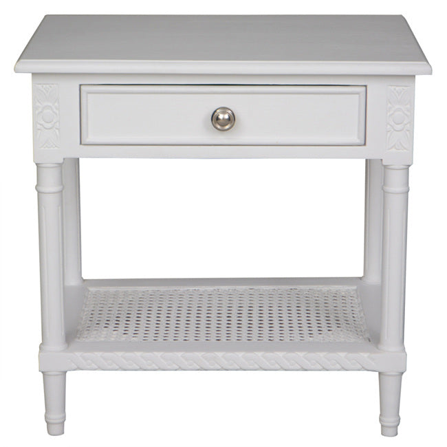 Polo Bedside Table White w/ Shelf | 60x40x60cmh