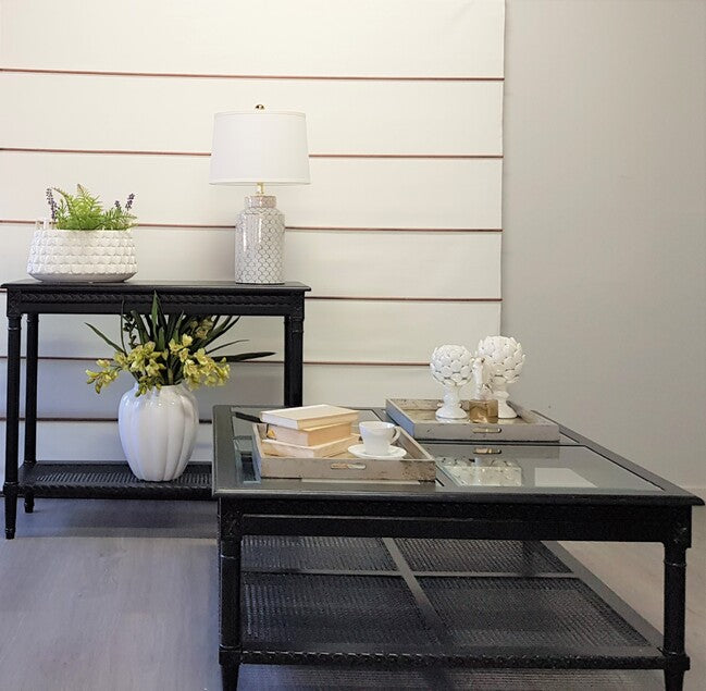 Polo Square Coffee Table Black Hamptons Style | 110x110x50cmh