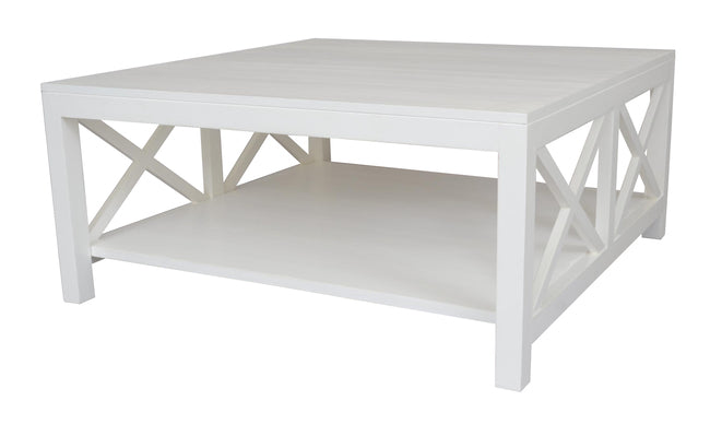 Catalina Crossed White Coffee Table | 110x110x50cmh