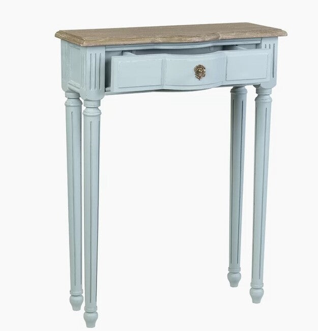 Norfolk Console Blue with Natural Top (Flatpacked) | 61 x 25.4 x 80cmh