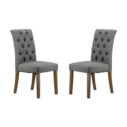 Grey Buttoned Back Armless Dining Chairs Set of 2