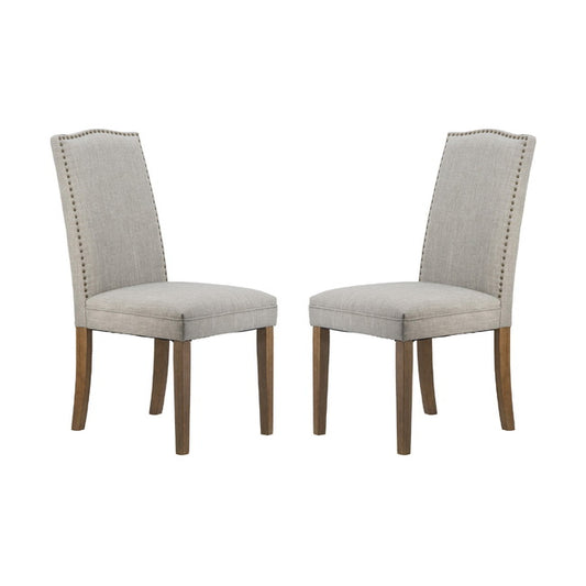 Studded Smoky Grey Armless Dining Chairs Set of 2 | 61 x 51.1 x 100.1 cmh