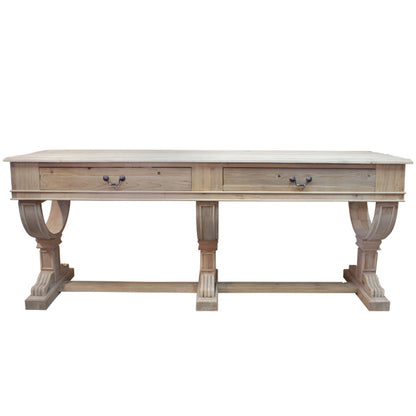Curtis 2 Drawer Large Console Natural Reclaimed Timber | 214x61x82cmh