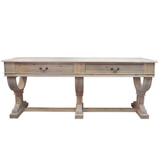 Curtis 2 Drawer Large Console Natural Reclaimed Timber | 214x61x82cmh