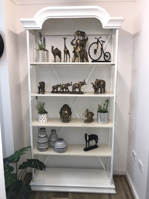 Bakers Display Stand White Reclaimed Timber 108x35x210cmh