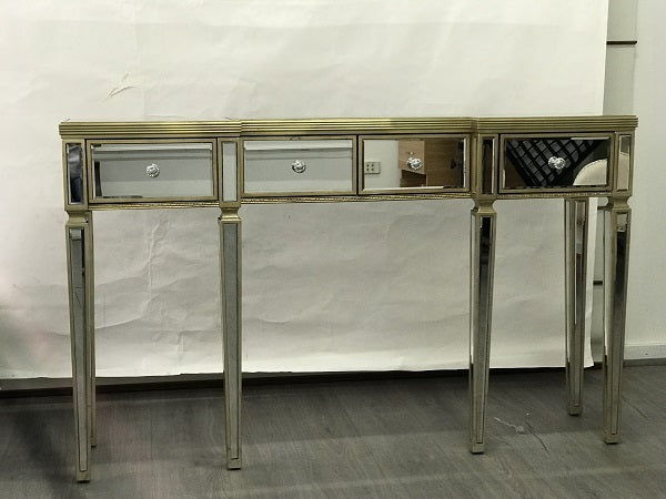 Console Mirrored Antiqued Ribbed. Console | 147x33x89cmh