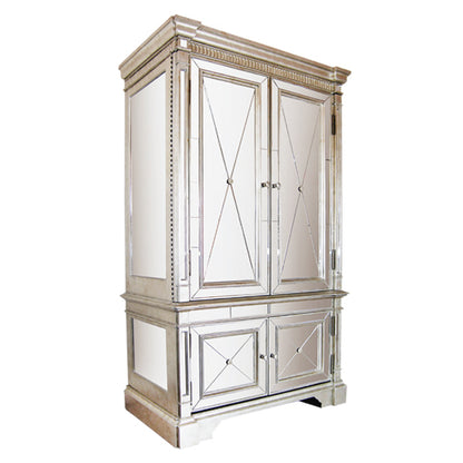 Mirrored Storage Cabinet Antique Ribbed | 137 x 76 x 221cmh