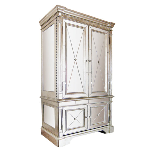 Mirrored Storage Cabinet Antique Ribbed | 137 x 76 x 221cmh