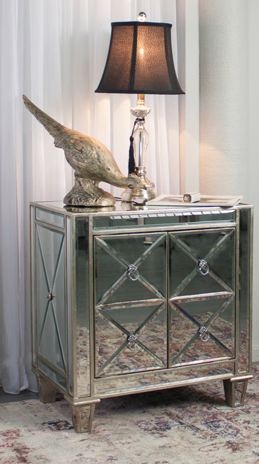 Bently Mirrored Bedside Table | 61x41x68