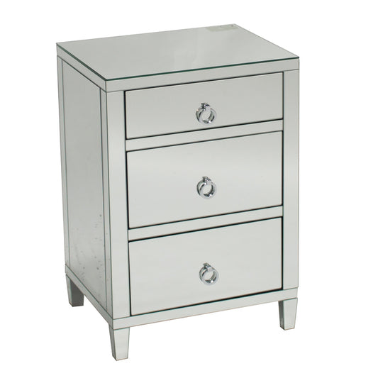 Glamour Mirrored 3 Drawer Bedside | 46 x 36 x 66cmh