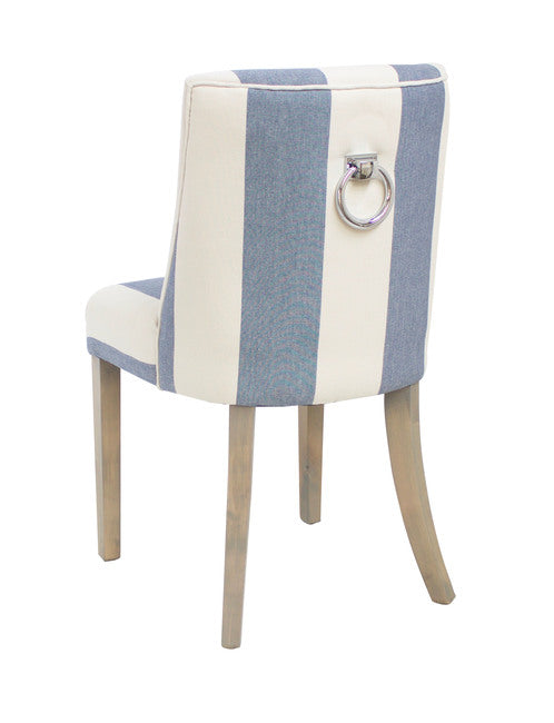 Ophelia Dining Chair Blue & White Wide Stripe | 49x55x89cmh