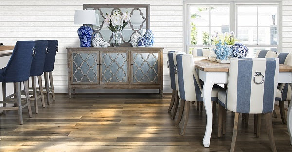 Ophelia Dining Chair Blue & White Wide Stripe | 49x55x89cmh