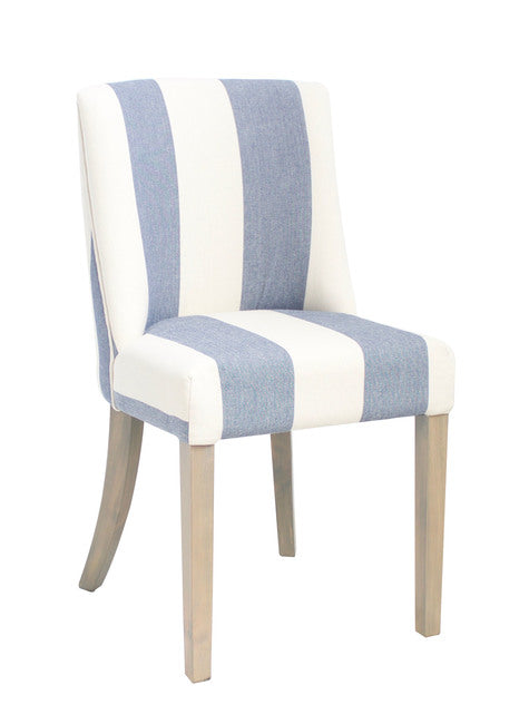 Ophelia Dining Chair Blue & White Wide Stripe | 49x55x89cmh