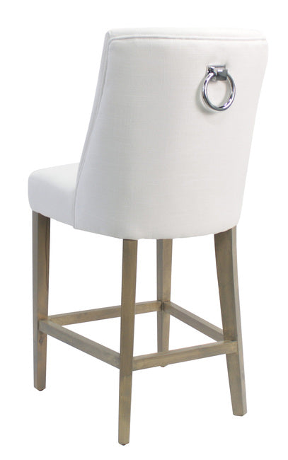 Ophelia Barstool White with Chrome Ring | 49x61x115cmh