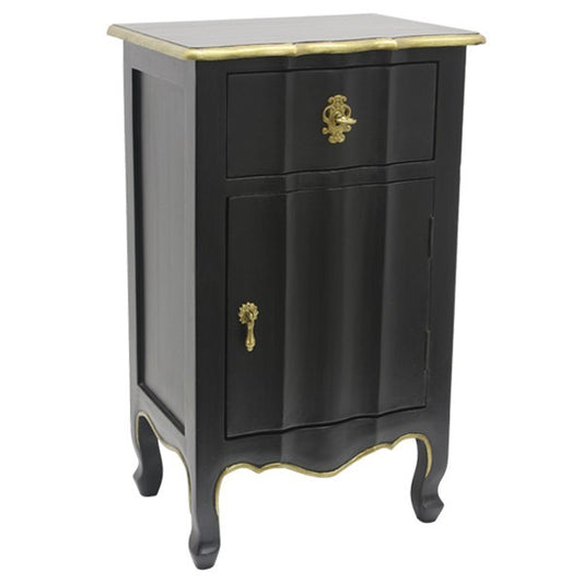 Dynasty 1 Drawer 1 Door Bedside black 40wide | 40x30x65cmh