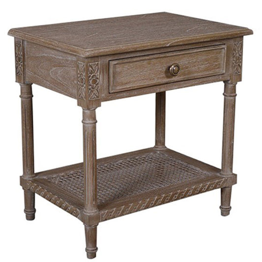 Polo Side Table/Bedside w/Shelf Oak Wash | 60x40x60cmh