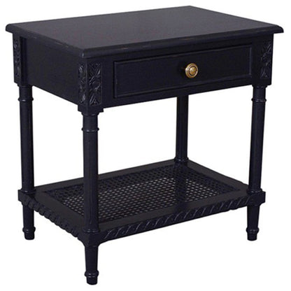Polo Bedside Table Black w/ Shelf | 60x40x60cmh