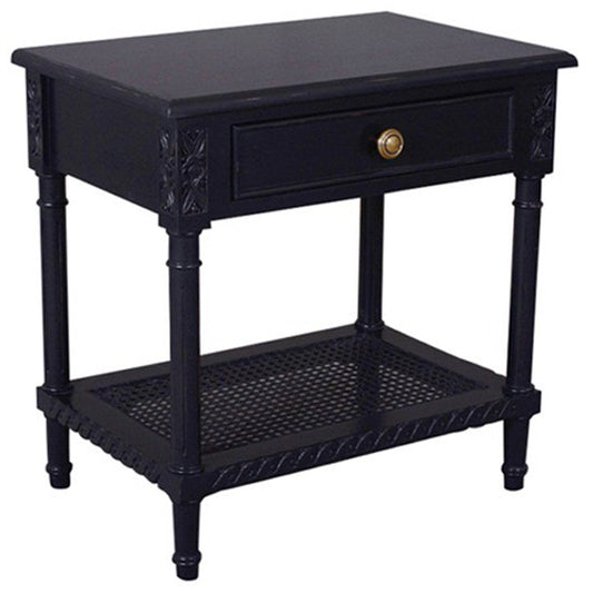 Polo Bedside Table Black w/ Shelf | 60x40x60cmh