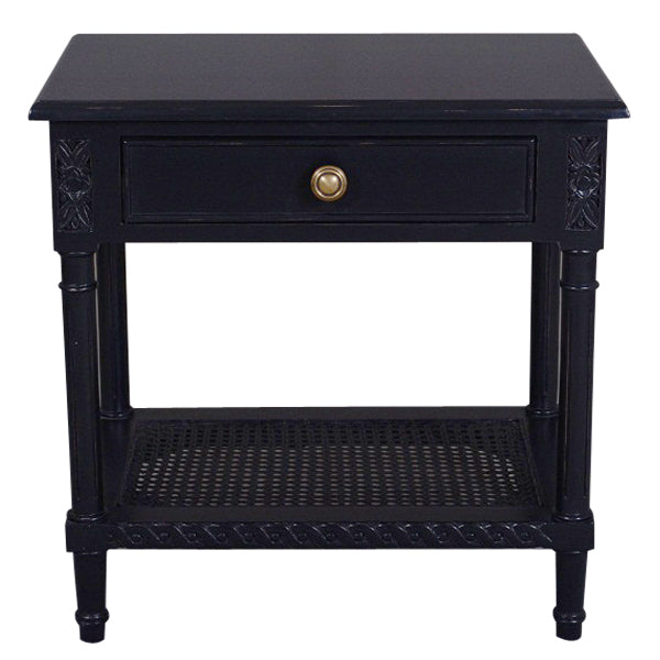 Polo Bedside Table Black w/ Shelf | 60x40x60cmh
