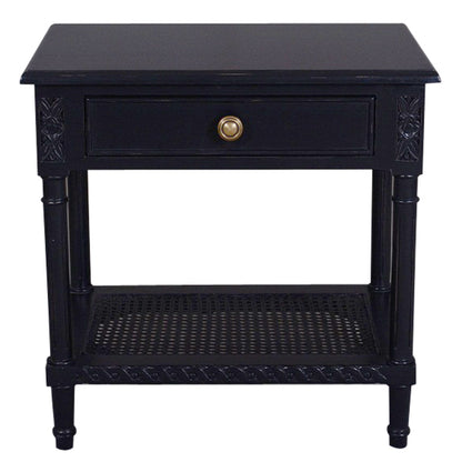 Polo Bedside Table Black w/ Shelf | 60x40x60cmh