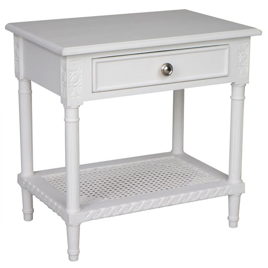 Polo Bedside Table White w/ Shelf | 60x40x60cmh