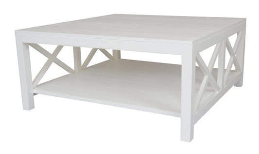 Catalina Crossed White Coffee Table | 110x110x50cmh