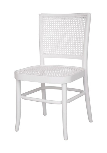 Palm Rattan Dining Chair White Matt Finish | 47x53x85cmh