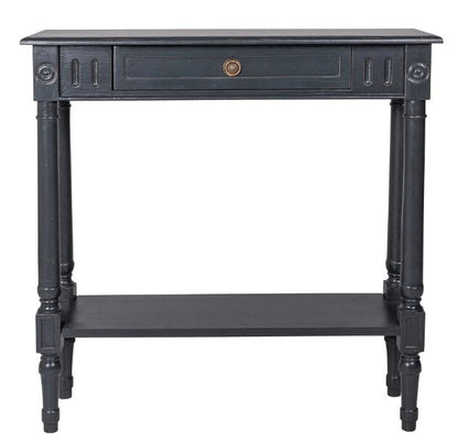 Norfolk Console Black with 1 Drawer & Shelf (Flatpacked) | 80 x 25 x 80cmh