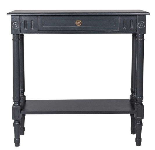 Norfolk Console Black with 1 Drawer & Shelf (Flatpacked) | 80 x 25 x 80cmh