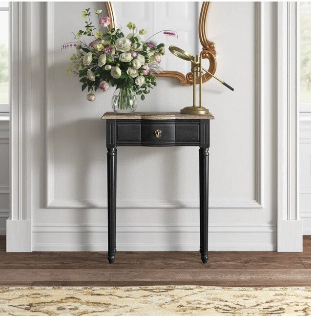Norfolk Console Black with Natural Top (Flatpacked) | 61 x 25.4 x 80cmh