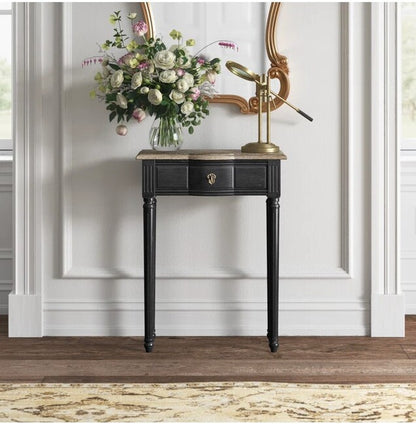 Norfolk Console Black with Natural Top (Flatpacked) | 61 x 25.4 x 80cmh